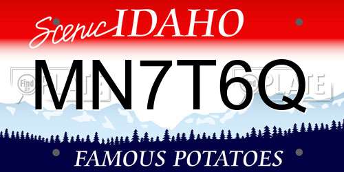 MN7T6Q Idaho License Plate
