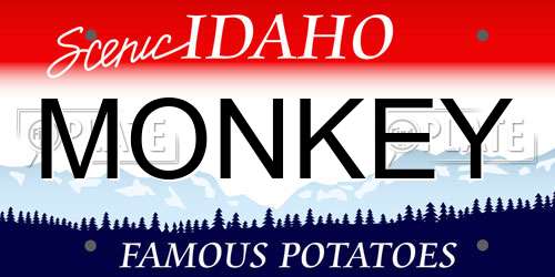 MONKEY Idaho License Plate