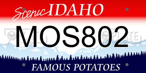 MOS802 Idaho License Plate