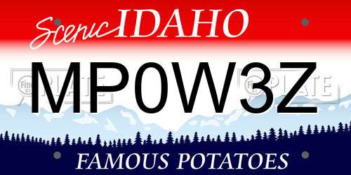 MP0W3Z Idaho License Plate