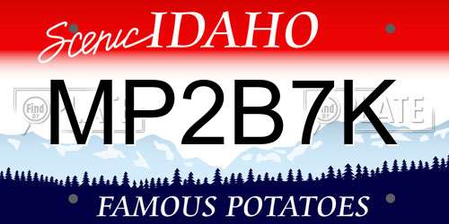 MP2B7K Idaho License Plate