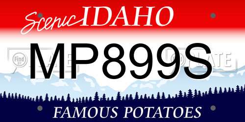 MP899S Idaho License Plate