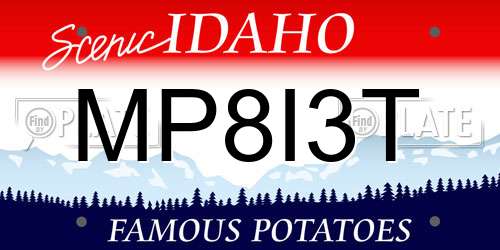 MP8I3T Idaho License Plate