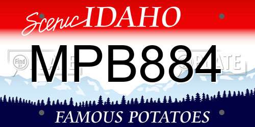 MPB884 Idaho License Plate