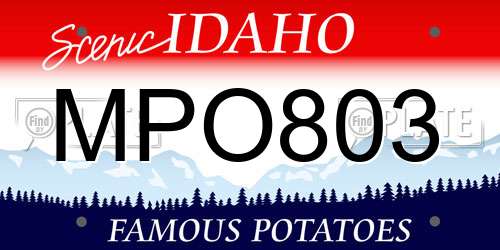 MPO803 Idaho License Plate