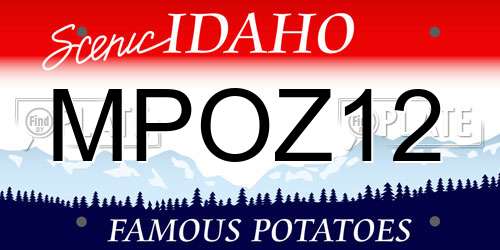 MPOZ12 Idaho License Plate