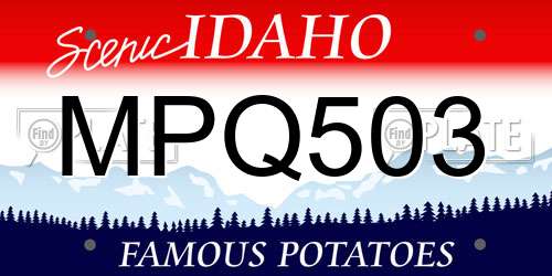 MPQ503 Idaho License Plate