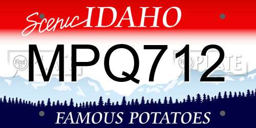 MPQ712 Idaho License Plate