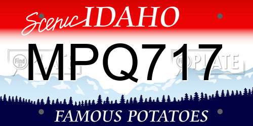 MPQ717 Idaho License Plate