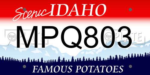 MPQ803 Idaho License Plate