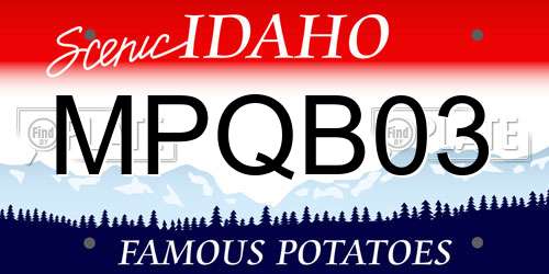 MPQB03 Idaho License Plate