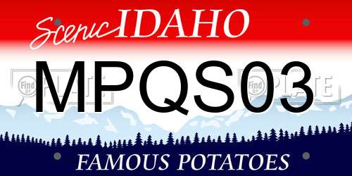 MPQS03 Idaho License Plate