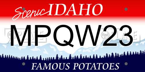 MPQW23 Idaho License Plate