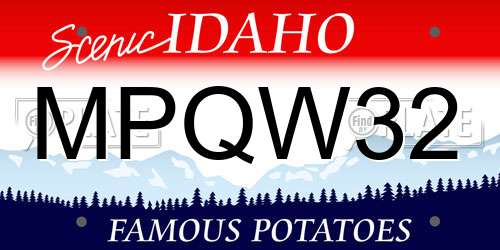 MPQW32 Idaho License Plate