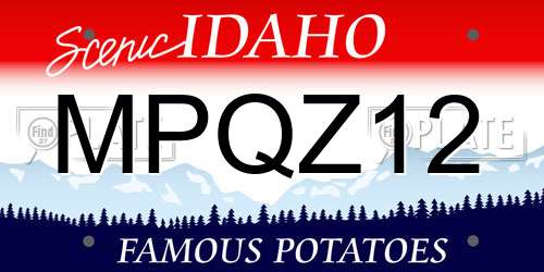 MPQZ12 Idaho License Plate