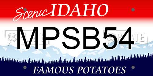 MPSB54 Idaho License Plate