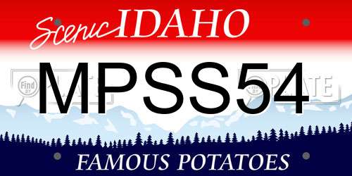 MPSS54 Idaho License Plate