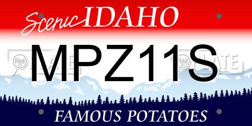 MPZ11S Idaho License Plate