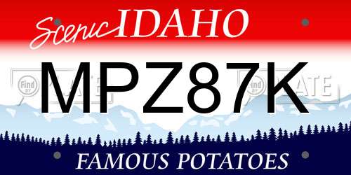 MPZ87K Idaho License Plate
