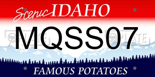 MQSS07 Idaho License Plate