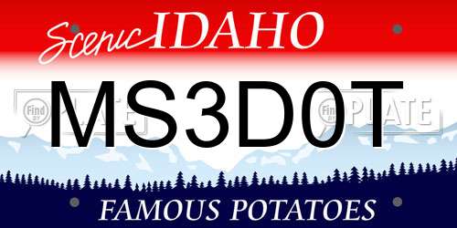 MS3D0T Idaho License Plate