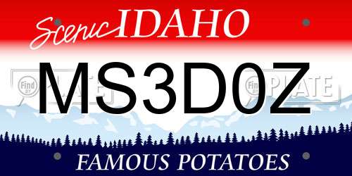 MS3D0Z Idaho License Plate