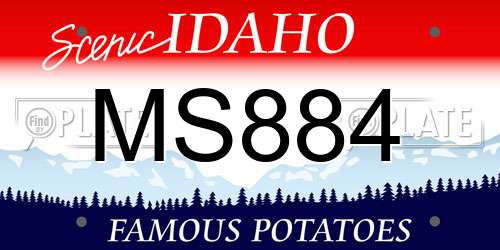 MS884 Idaho License Plate