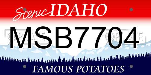 MSB7704 Idaho License Plate