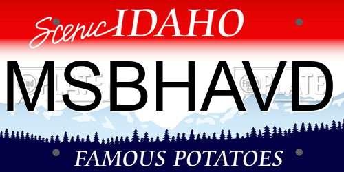 MSBHAVD Idaho License Plate