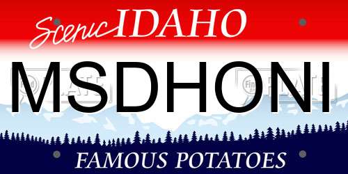 MSDHONI Idaho License Plate