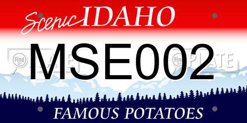 MSE002 Idaho License Plate
