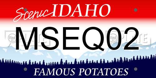 MSEQ02 Idaho License Plate