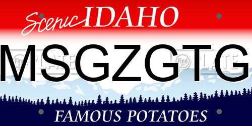 MSGZGTG Idaho License Plate