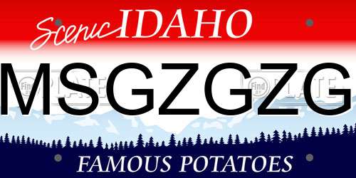 MSGZGZG Idaho License Plate