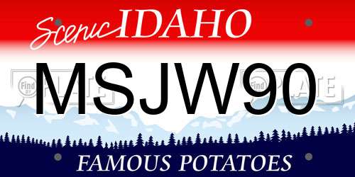 MSJW90 Idaho License Plate