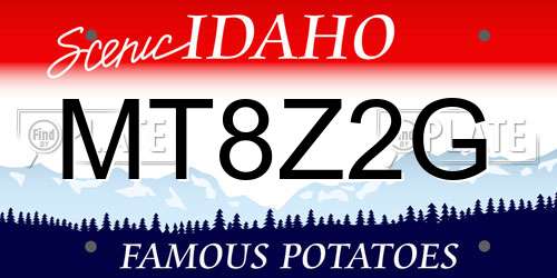 MT8Z2G Idaho License Plate