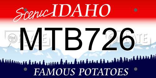 MTB726 Idaho License Plate