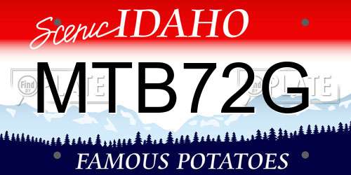 MTB72G Idaho License Plate