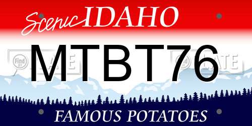 MTBT76 Idaho License Plate