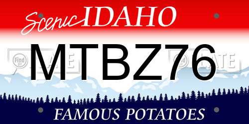MTBZ76 Idaho License Plate