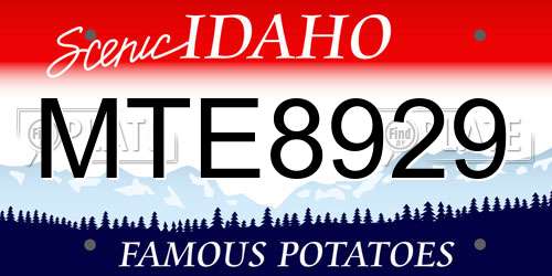 MTE8929 Idaho License Plate