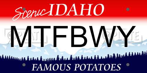 MTFBWY Idaho License Plate