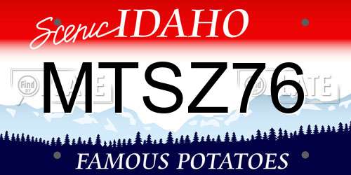 MTSZ76 Idaho License Plate