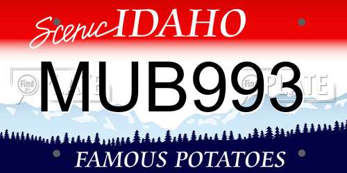 MUB993 Idaho License Plate