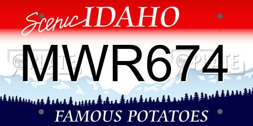MWR674 Idaho License Plate