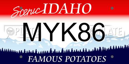 MYK86 Idaho License Plate