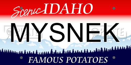 MYSNEK Idaho License Plate