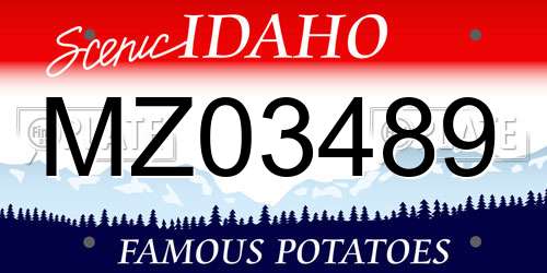 MZ03489 Idaho License Plate