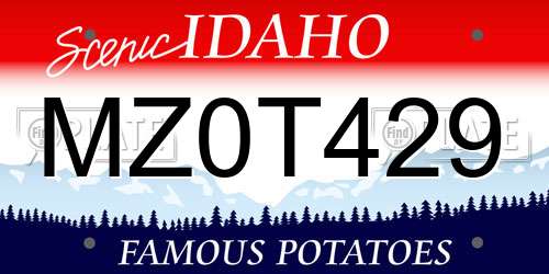 MZ0T429 Idaho License Plate