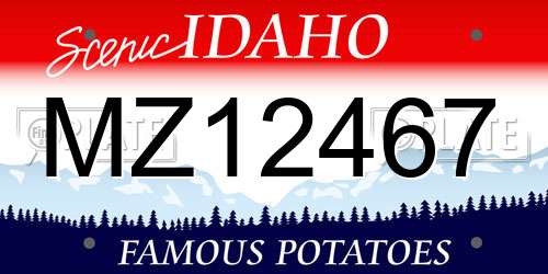 MZ12467 Idaho License Plate